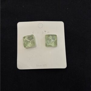 Green ice cube Stud Earrings
